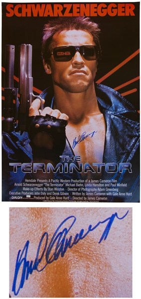 Arnold Schwarzenegger Signed ''The Terminator'' Movie Poster From 1984